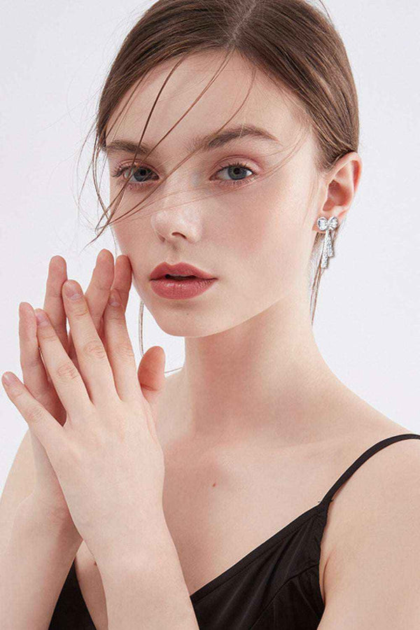 Moissanite bow stud earrings 1.12 carat in 925 silver — additional view 7