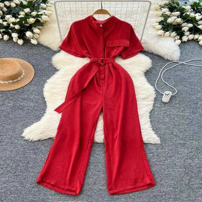 Button down wide leg jumpsuit — primary view Main image