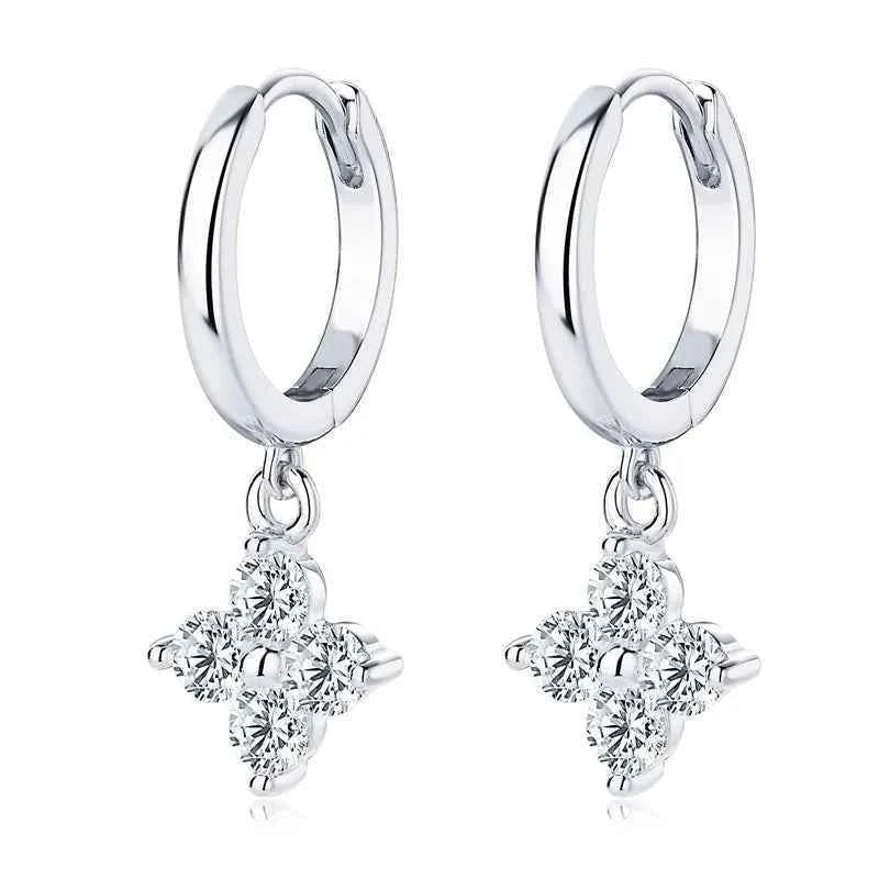 Moissanite hoop drop earrings 0.8 carat in 925 silver — additional view 5