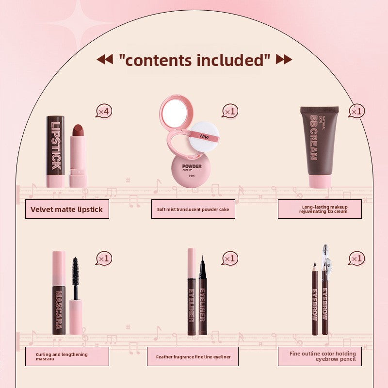Vinyl record makeup set with lipstick and powder compact view 2