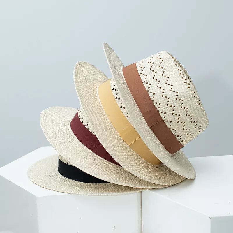 Straw hat with ribbon accent — primary view Main image