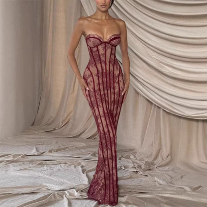 Trendy Off-Shoulder Lace Dress - Splashis
