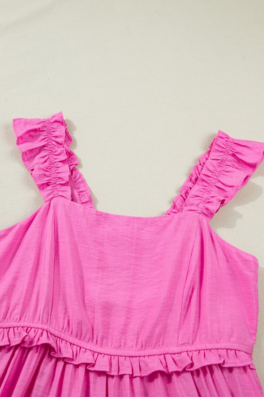 Solid Color Ruffle Trim High Waist Sleeveless Maxi Dress-Maxi Dress.-Splashis-Splashis