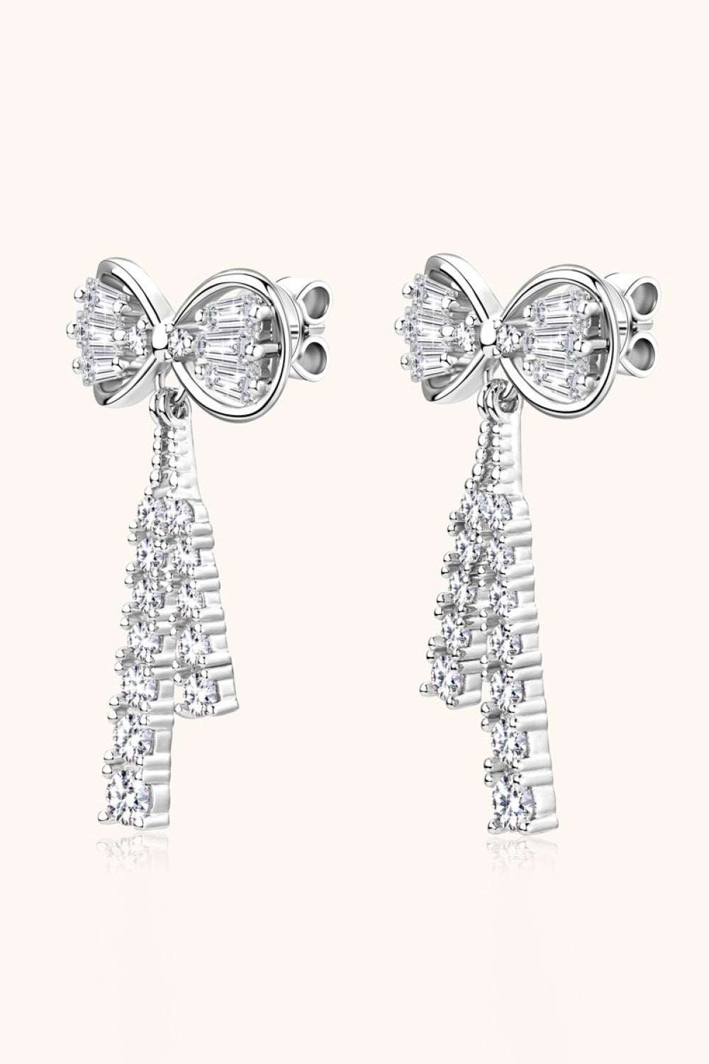 Moissanite bow stud earrings 1.12 carat in 925 silver — additional view 4