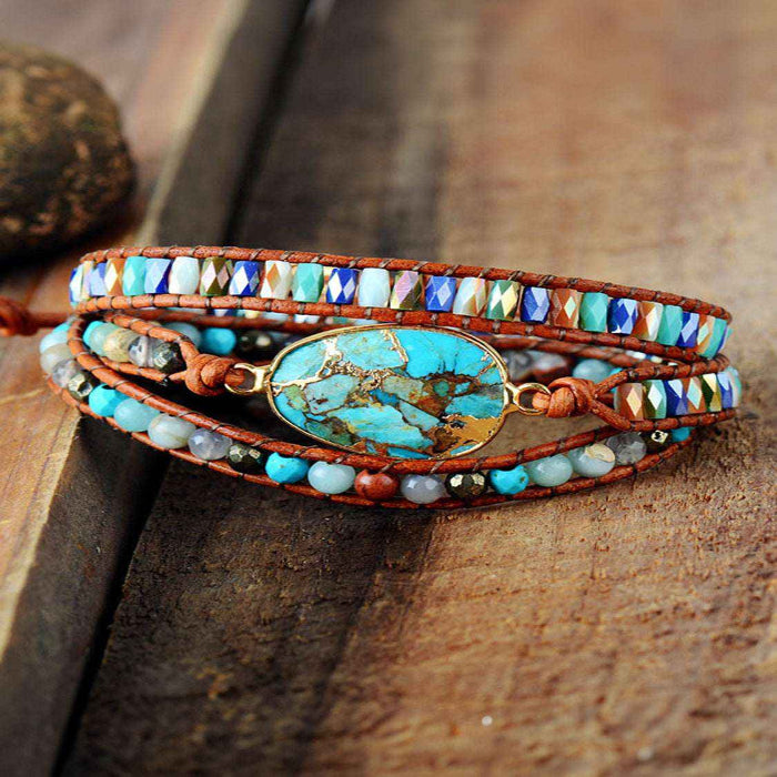 Handmade beaded natural stone bracelet set — primary view Main image
