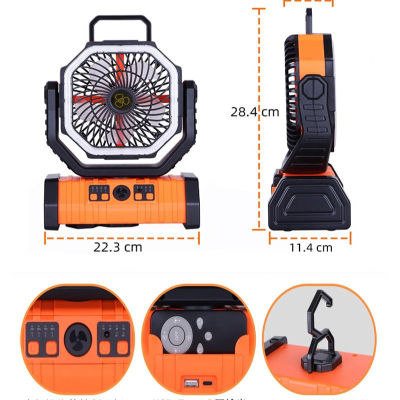 Portable magnetic water mist fan with LED light view 3