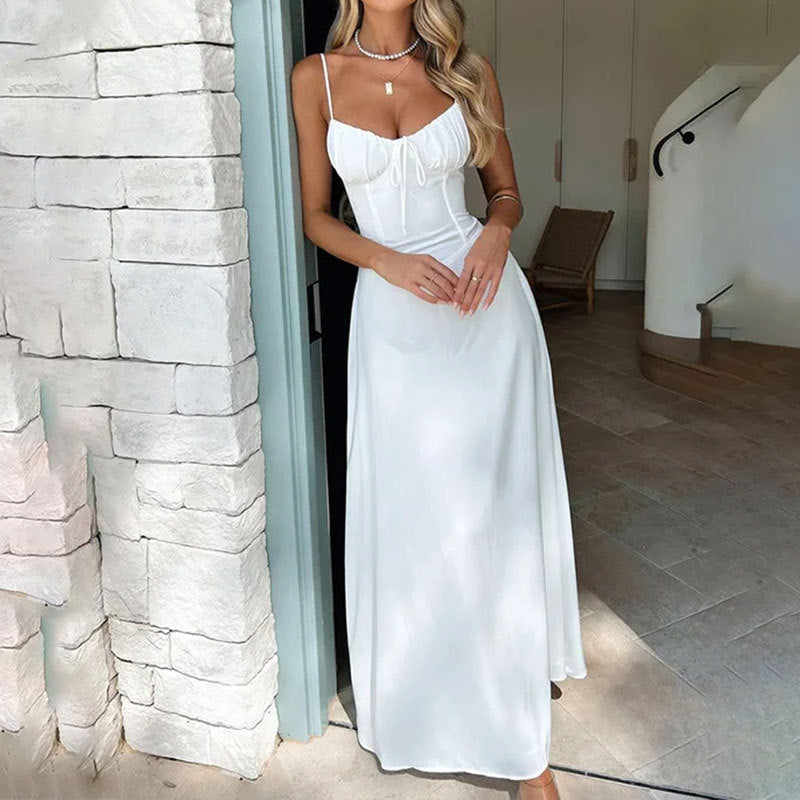 Elegant Tie-Waist A-Line Dress - Splashis