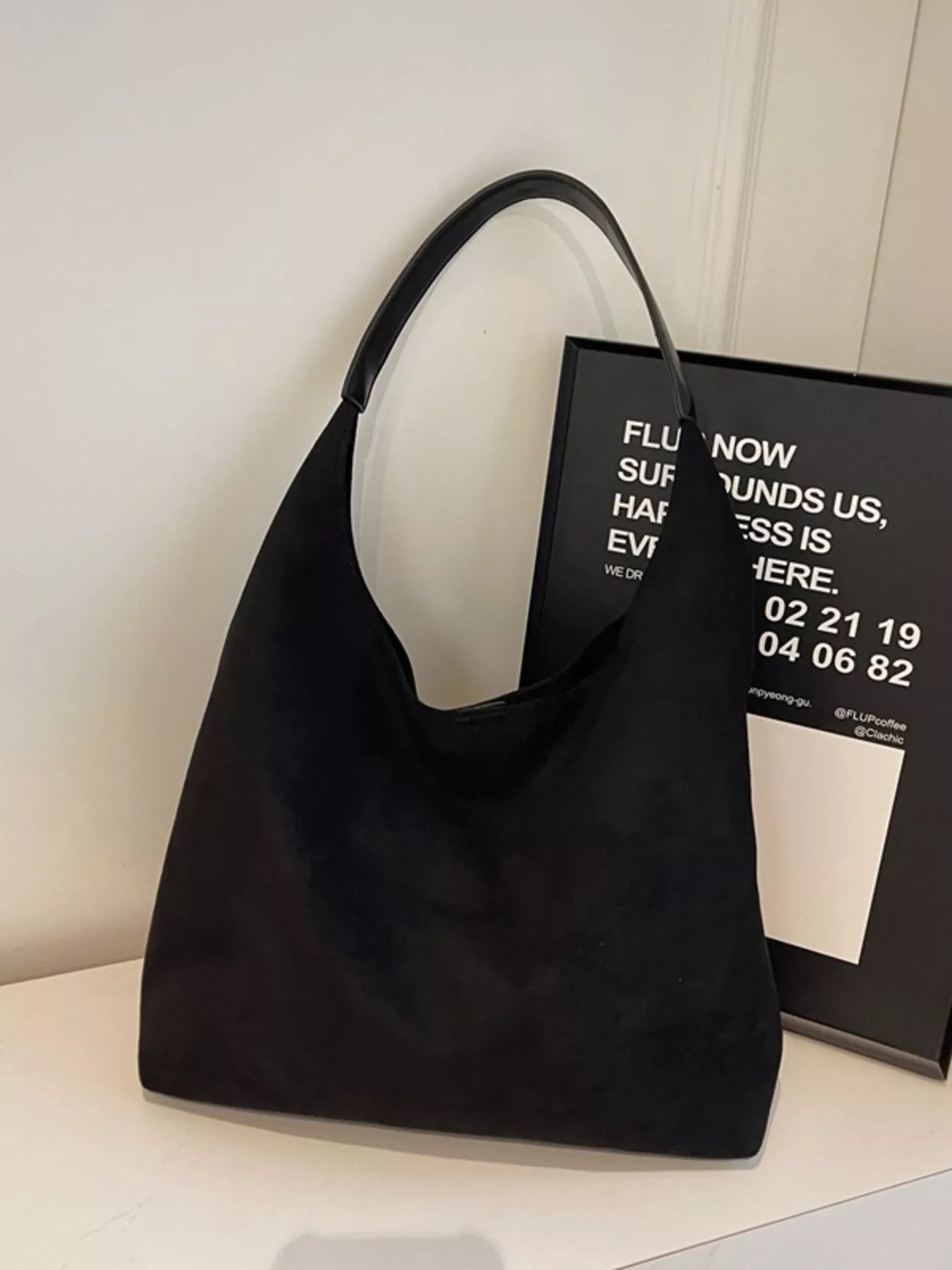 Solid Color Suede Tote Bag Secondary image