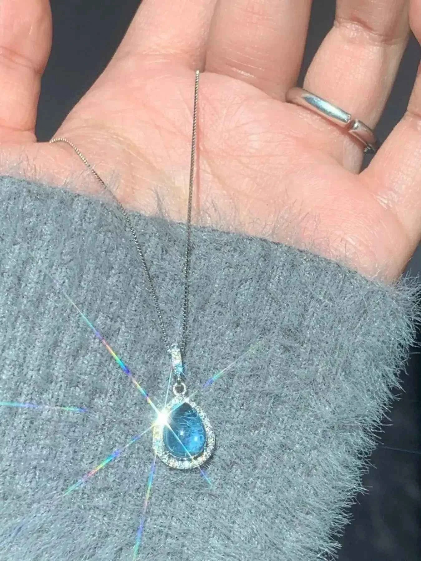 Crystal Teardrop Necklace 925 Sterling Silver-Necklaces-Splashis-Splashis