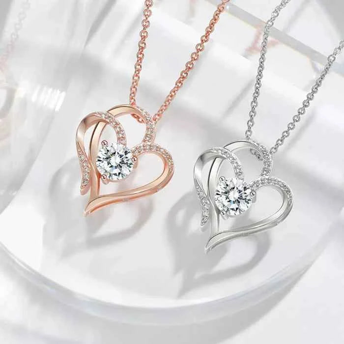 Zircon heart pendant necklace in 925 sterling silver — primary view