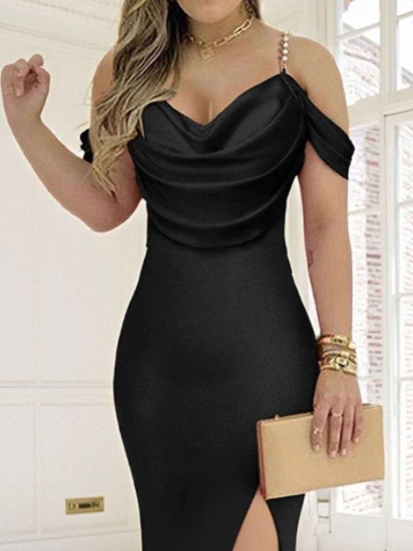 Elegant Slit Cowl Neck Maxi Dress Secondary image