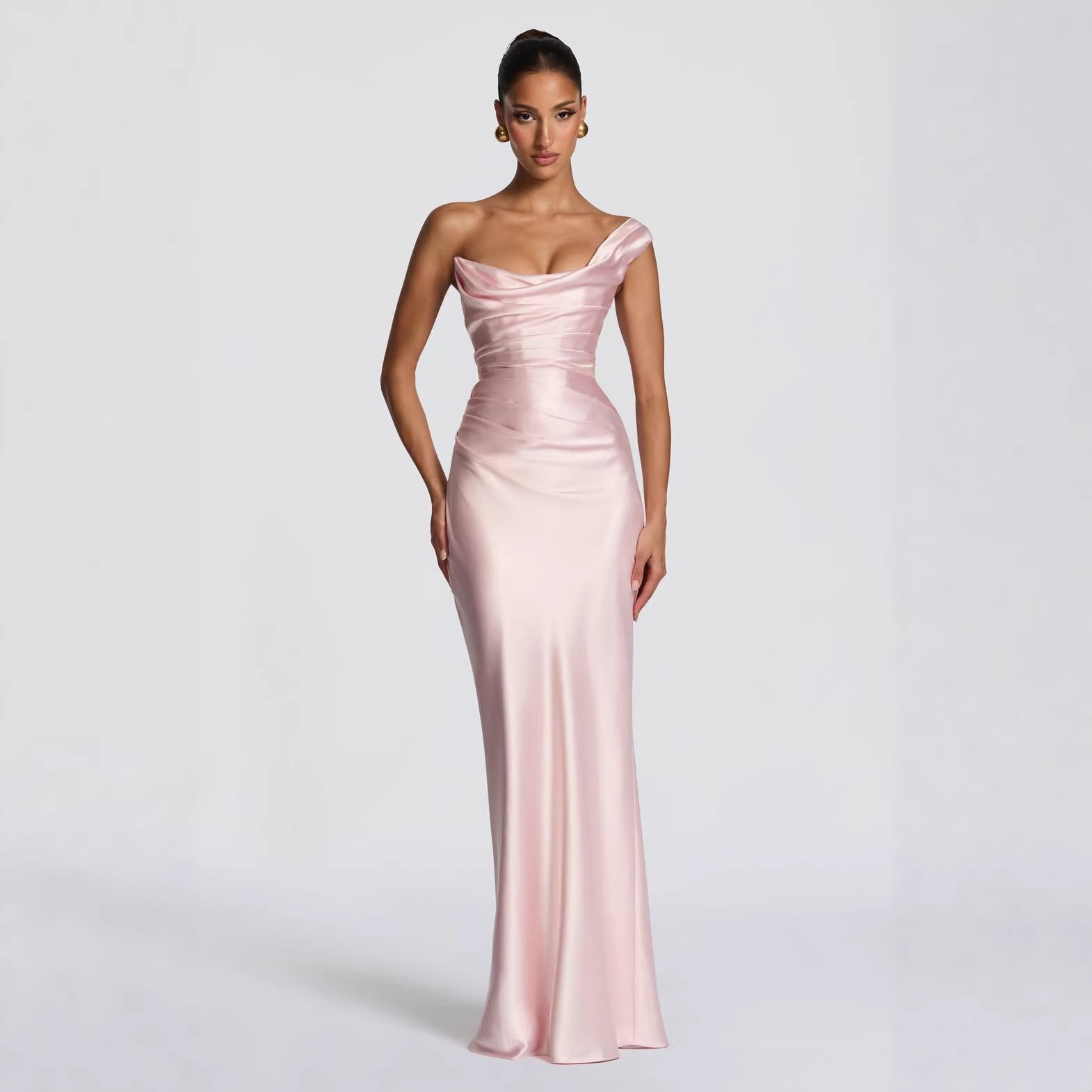 One-Shoulder Sleeveless Evening Dress 副图