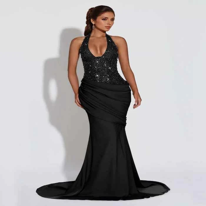 Sequin halter neck maxi dress — primary view Main image