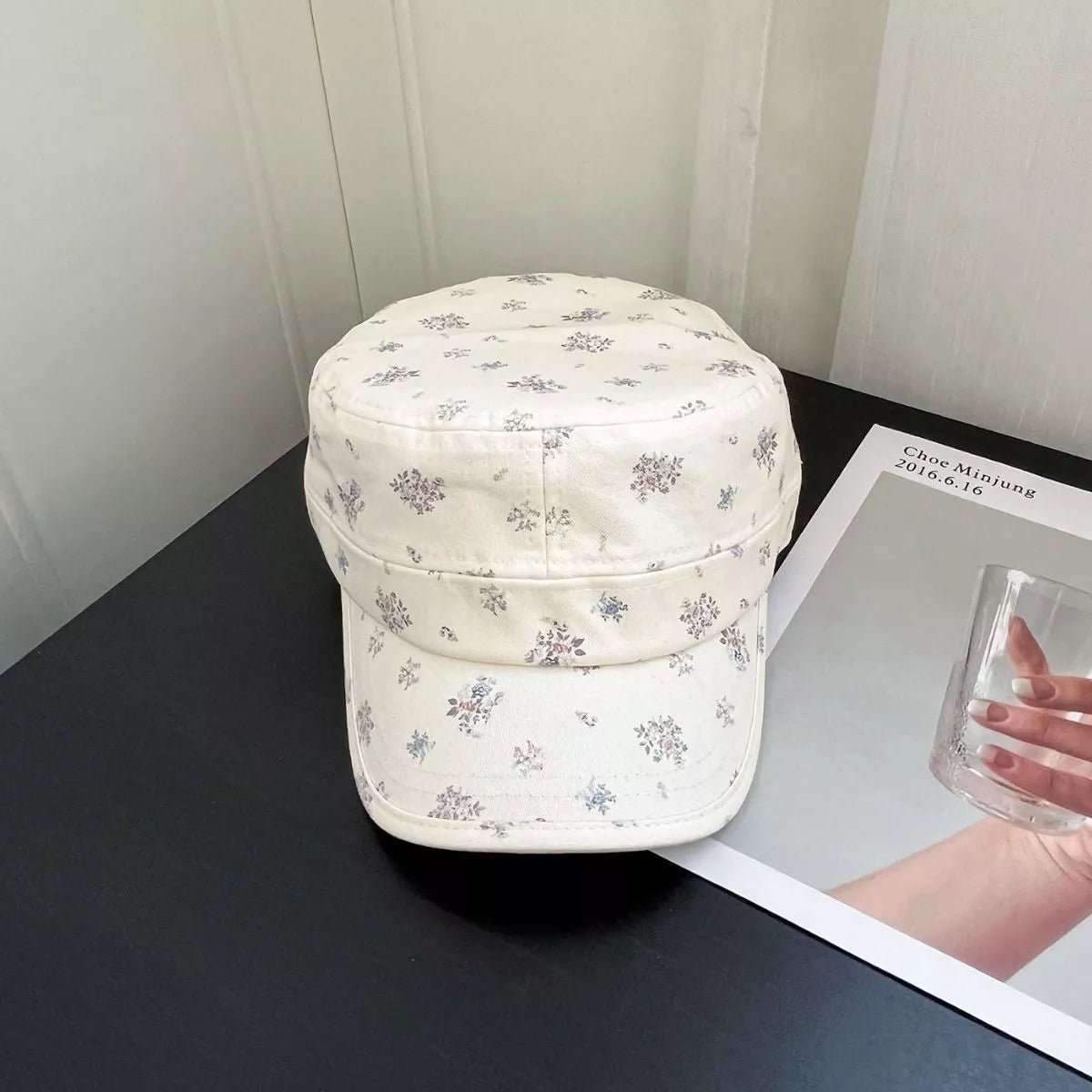 Floral print flat top hat — primary view Main image
