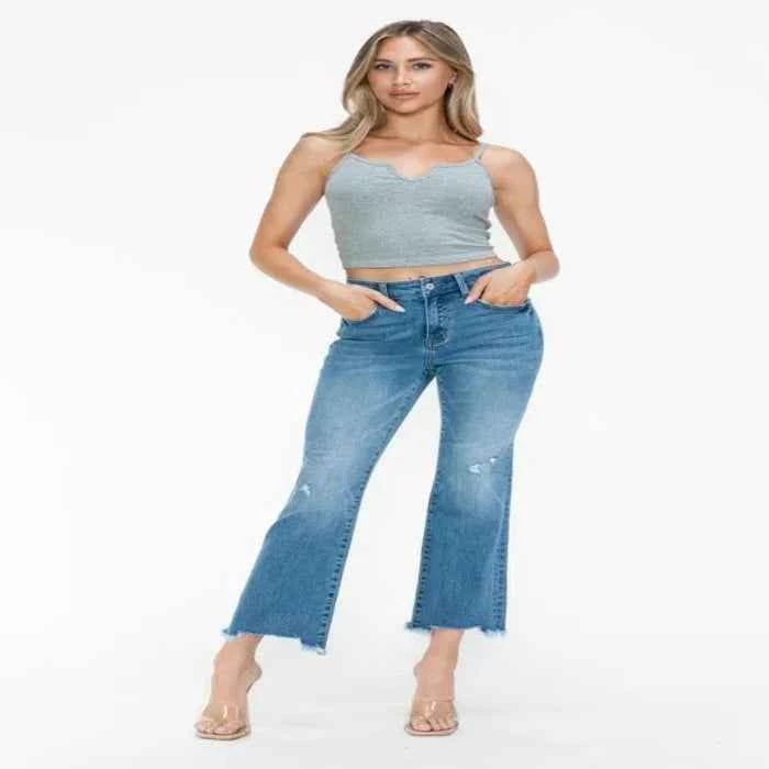 Distressed cropped denim jeans — primary view Main image