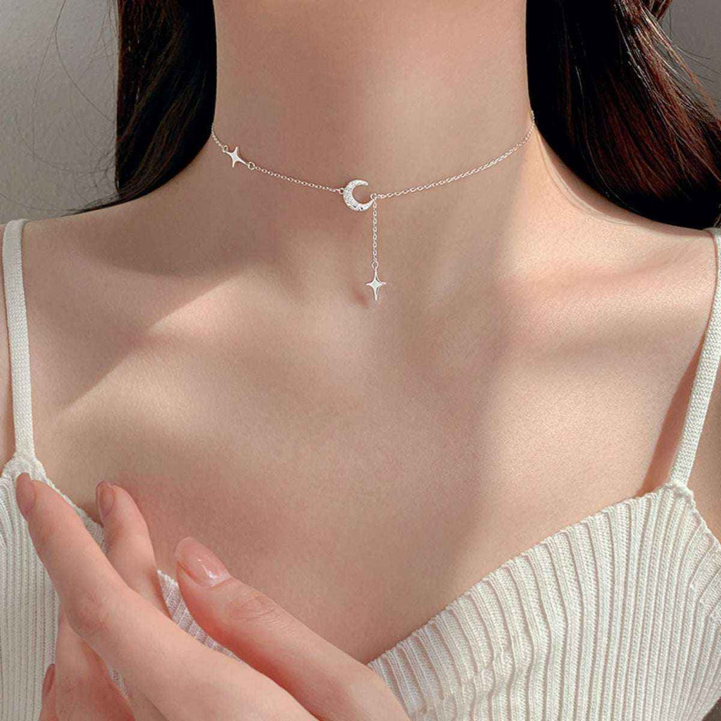 Star and moon pendant necklace in 925 sterling silver — additional view 2