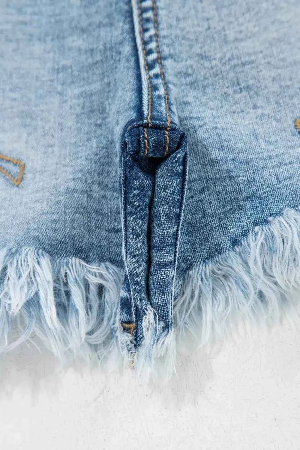 Western Embroidery Stud Denim Shorts - Splashis