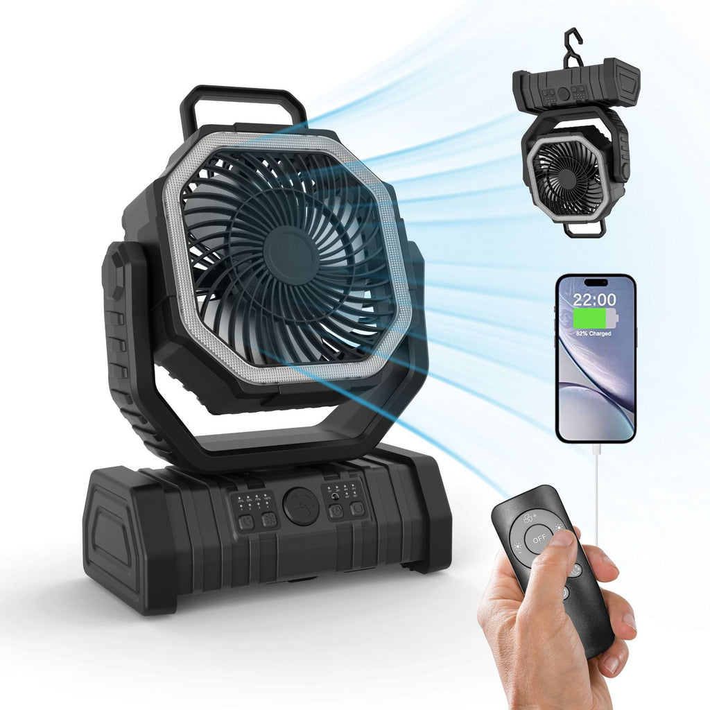 Portable magnetic water mist fan with LED light view 8