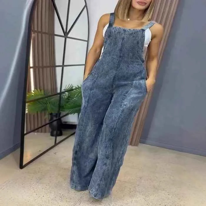 Plus size denim overalls — primary view メイン画像