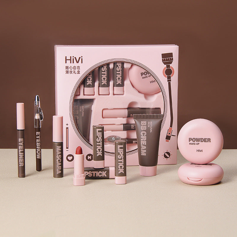 Vinyl record makeup set with lipstick and powder compact view 3