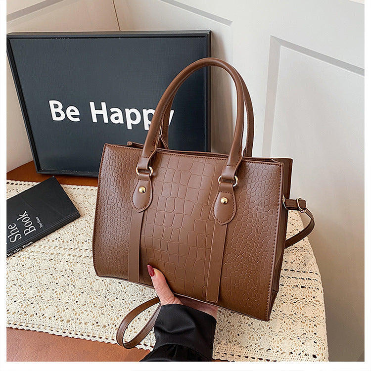 Shoulder tote bag shown from side angle