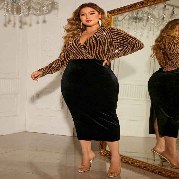 Plus size surplice dress — primary view Main image
