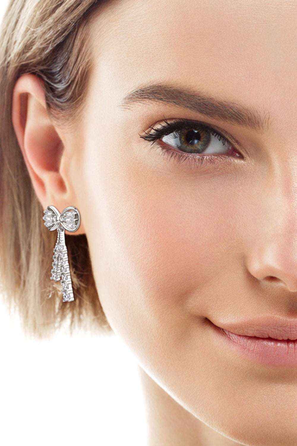 Moissanite bow stud earrings 1.12 carat in 925 silver — additional view 9