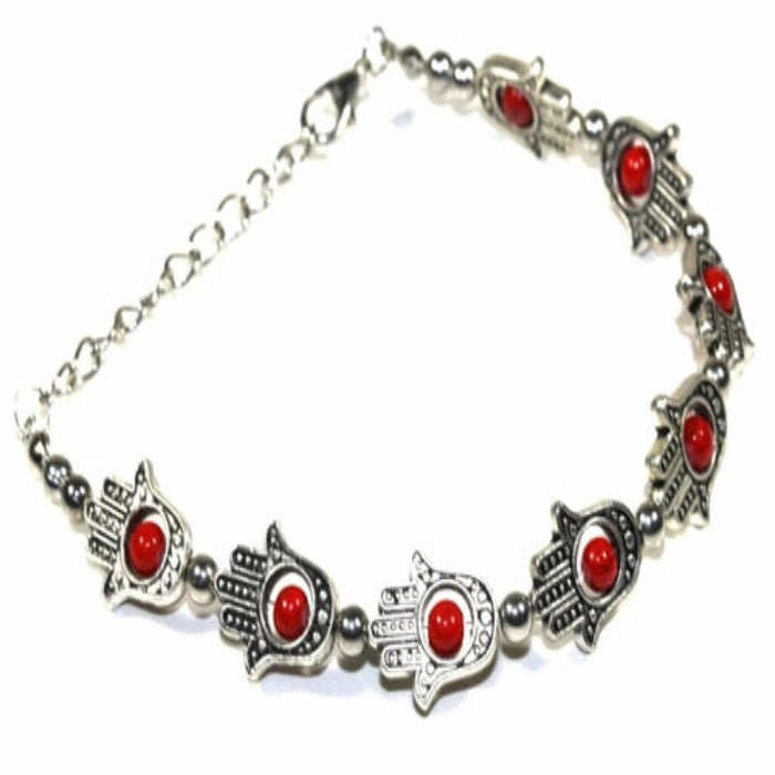 Evil eye red beads bracelet with Hamsa Hand charms for positive energy and protection