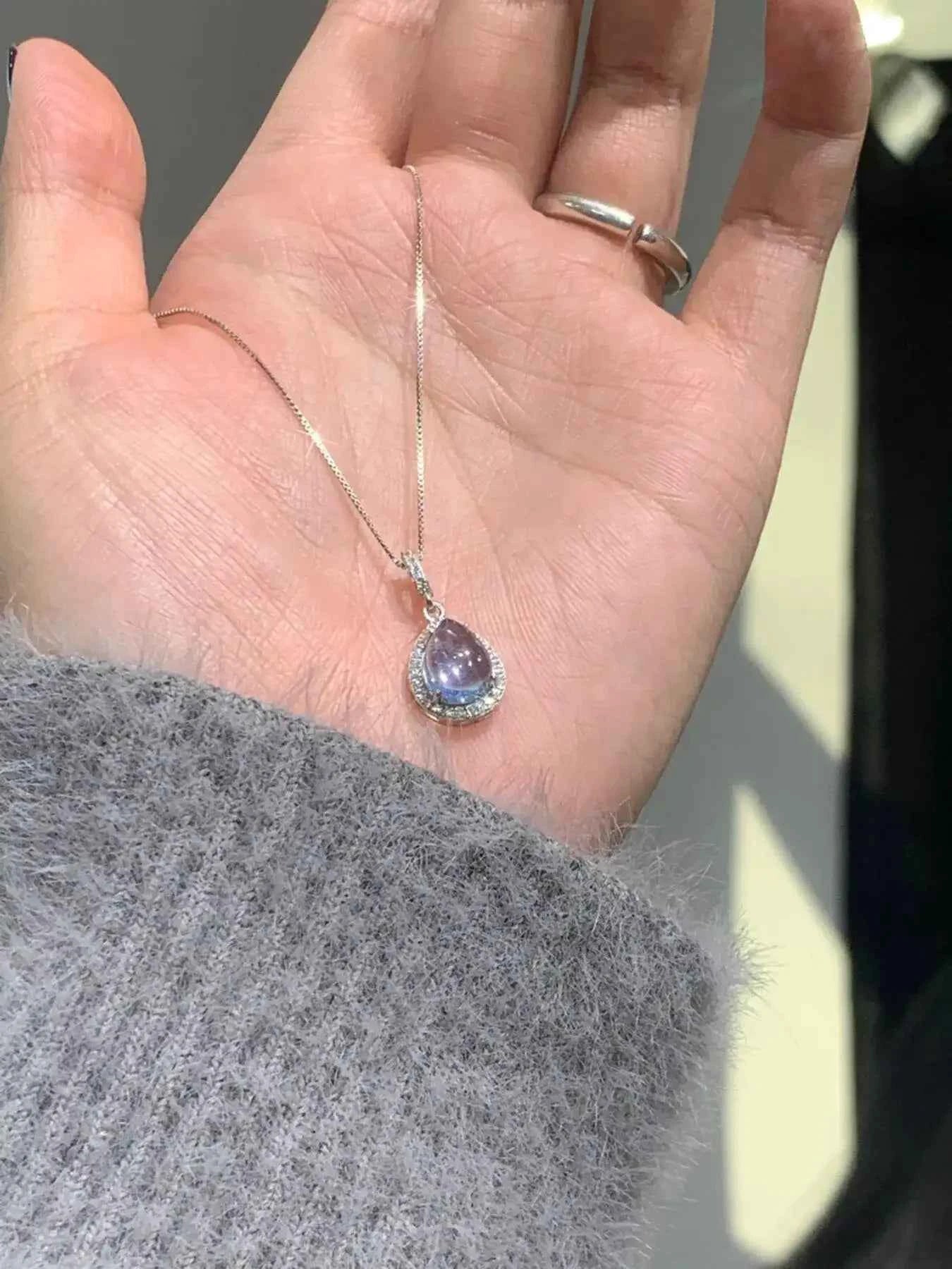 Crystal Teardrop Necklace 925 Sterling Silver-Necklaces-Splashis-Splashis