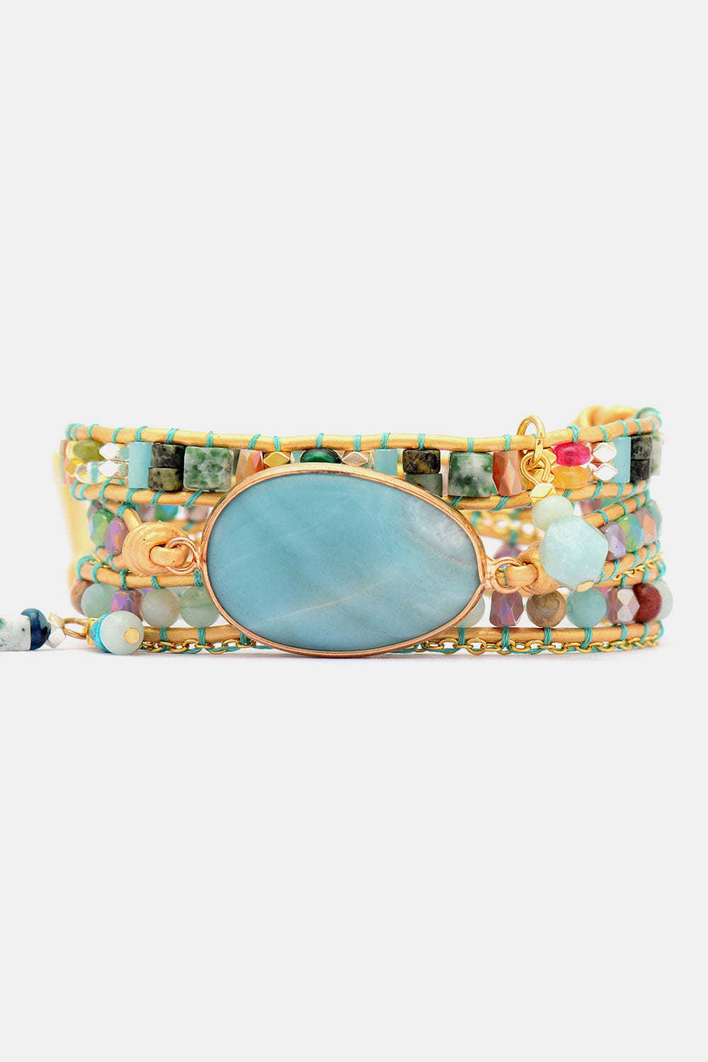 Triple layer natural stone beaded bracelet — additional view 2