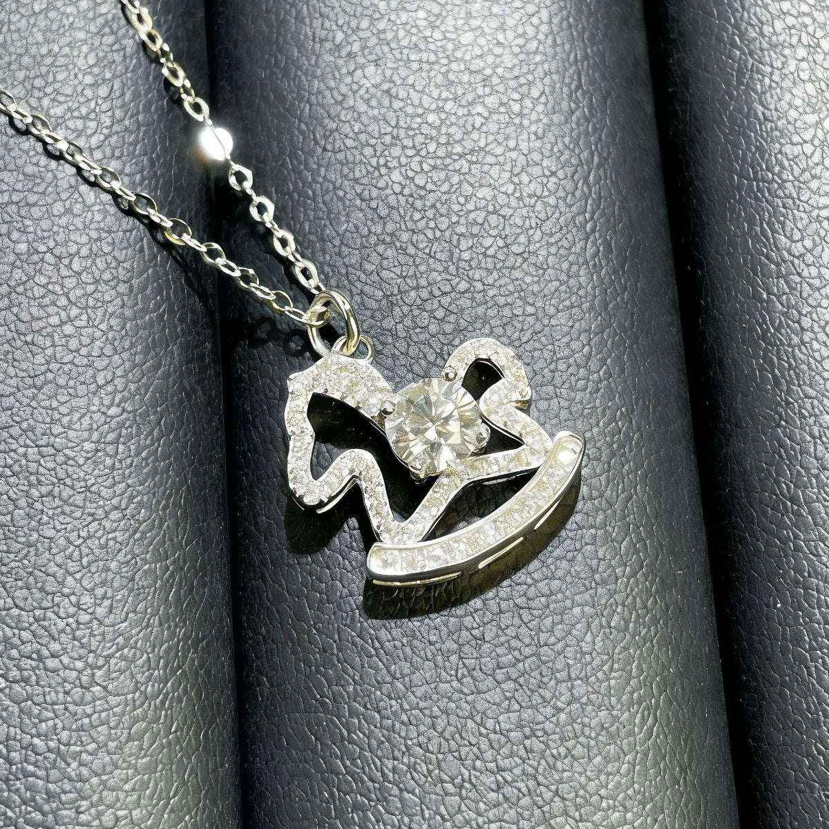 Rocking Horse Necklace with Cubic Zirconia (Silver-Plated) Sekundär produktbild