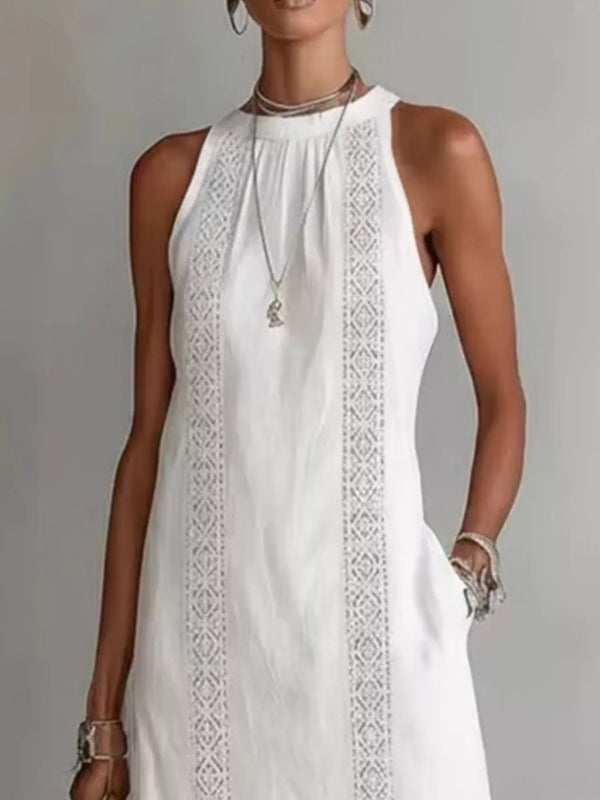 Full Size Sleeveless Lace Trim Midi Dress Plus Size — additional view 2