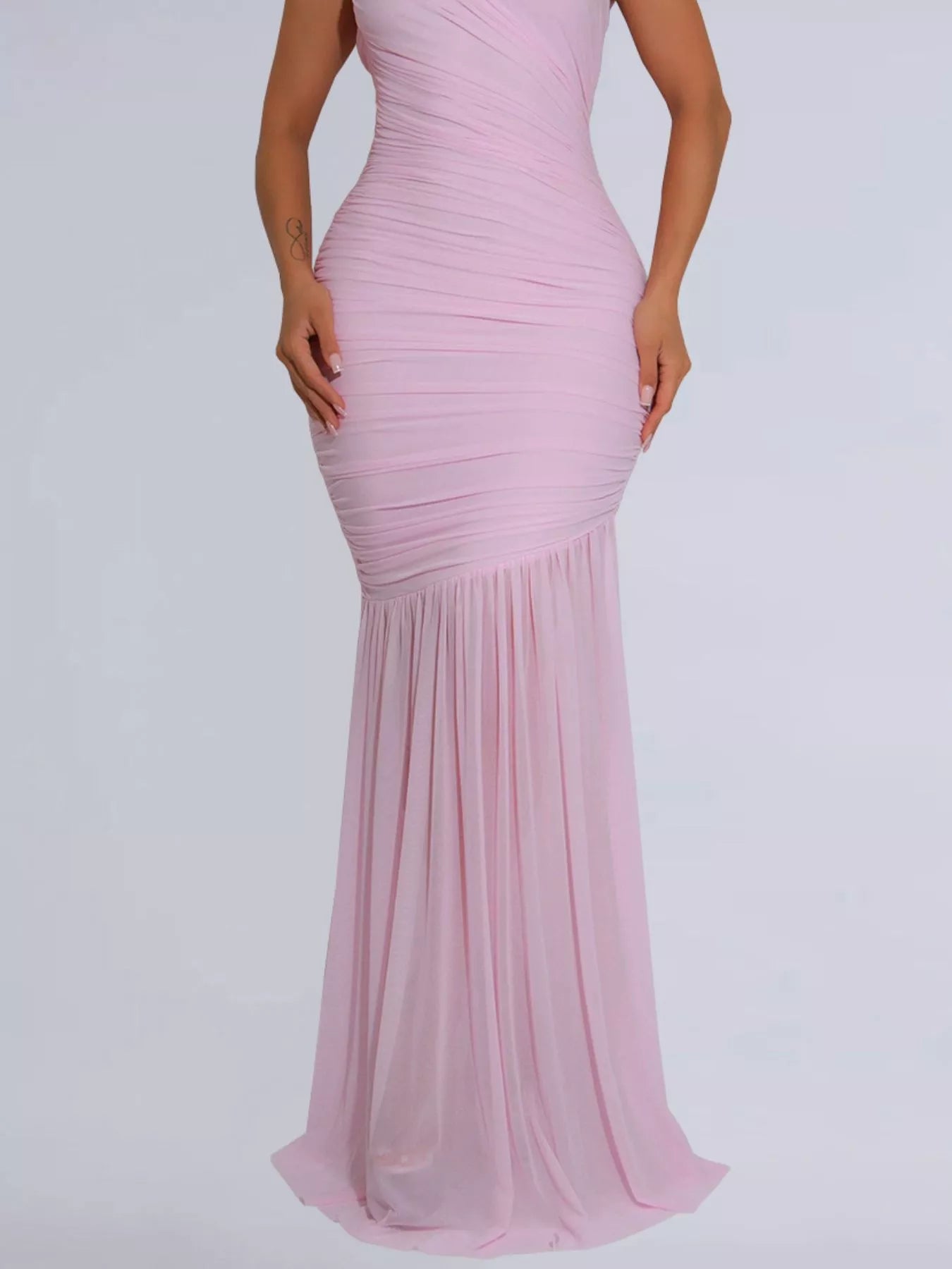 One-Shoulder Ruched Bodycon Maxi Dress-Maxi Dress.-Splashis-Splashis