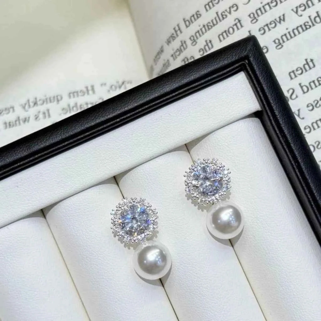 Zircon pearl drop earrings in 925 silver — additional view 5