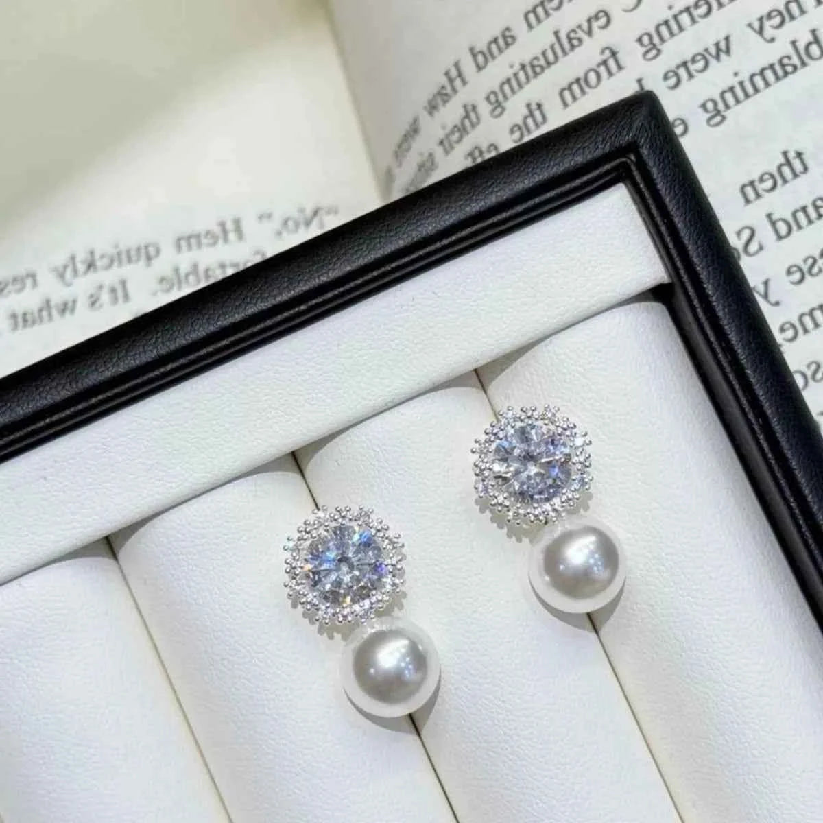Zircon pearl drop earrings in 925 silver — additional view 5