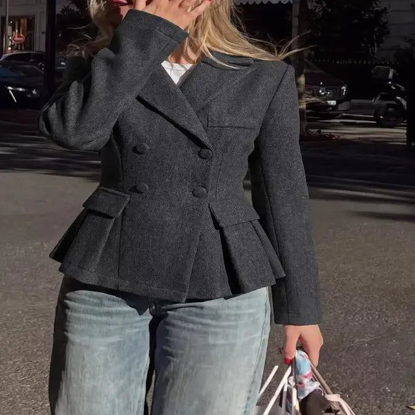 Women's double-breasted peplum blazer — primary view