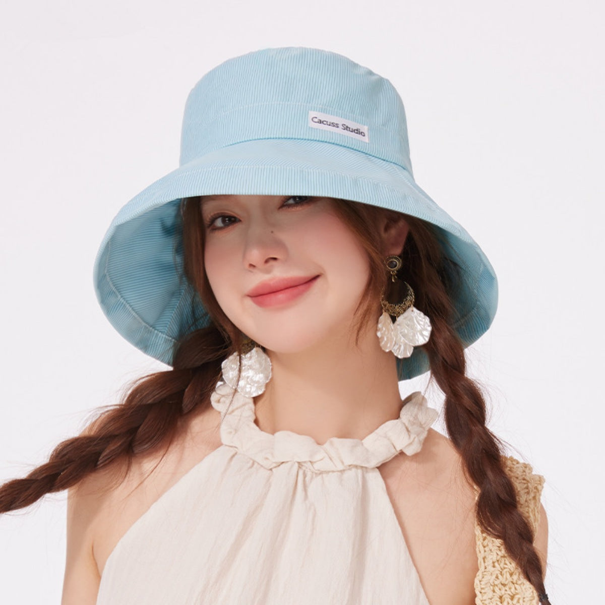 Wide Brim Sun Hat - Mint Green/Pink Secondary image