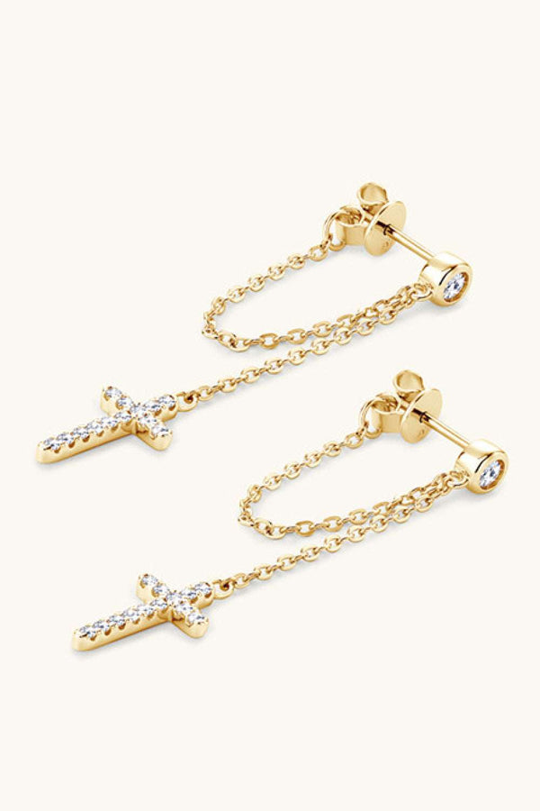 Moissanite cross earrings in 925 sterling silver — additional view 5