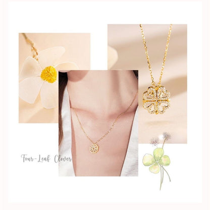 Four-Leaf Clover Heart Necklace - Splashis