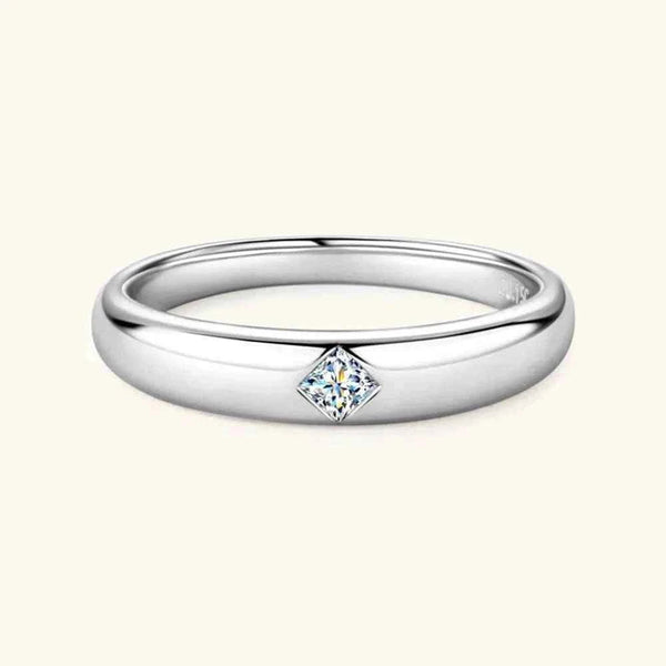 925 Sterling Silver Inlaid Moissanite Ring-Rings-Splashis-Color:Silver/Square-shaped drill-Size:8-Splashis