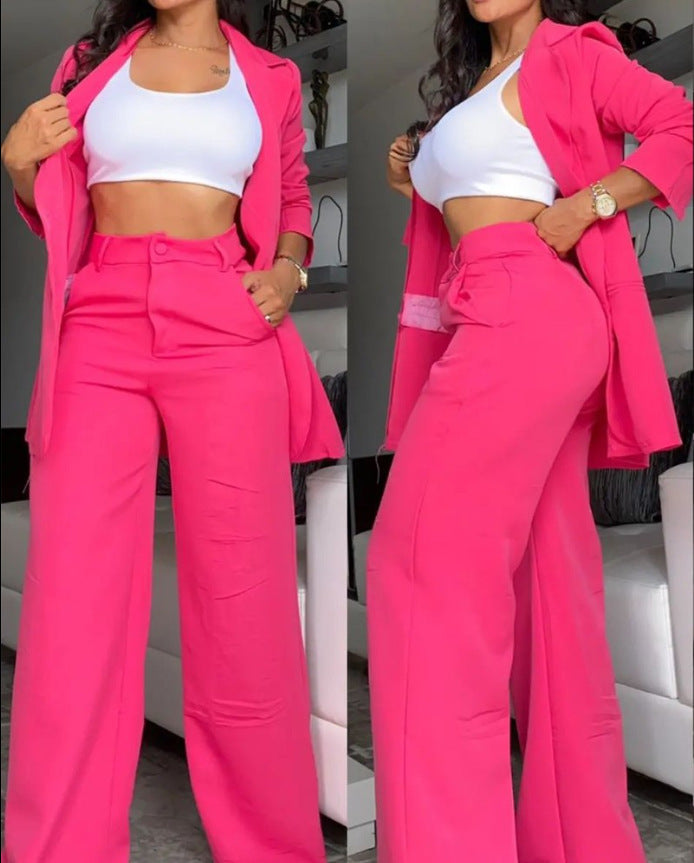 Split-sleeve lapel blazer and trouser suit set — additional view 12