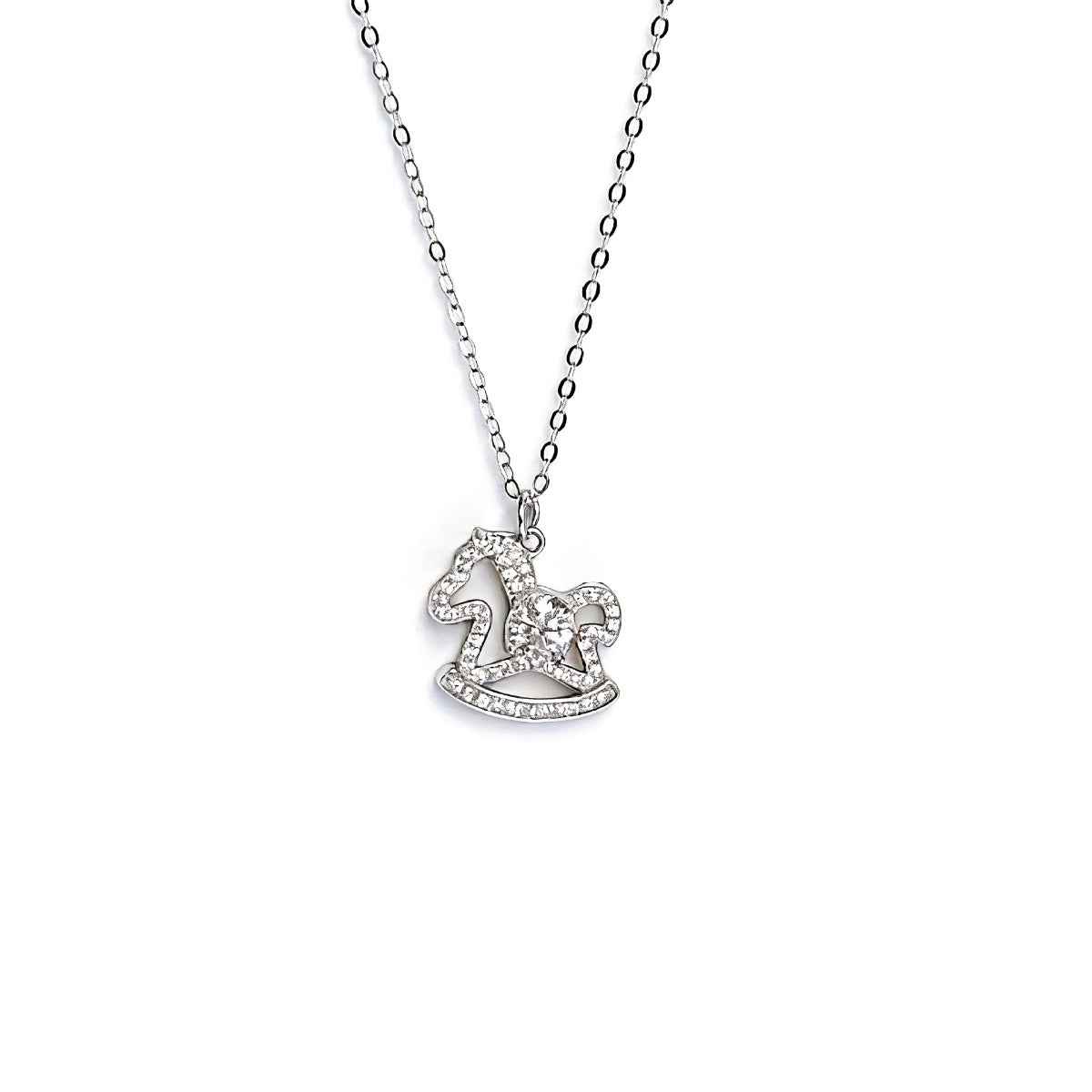 Moissanite rocking horse necklace in 925 silver — additional view 4