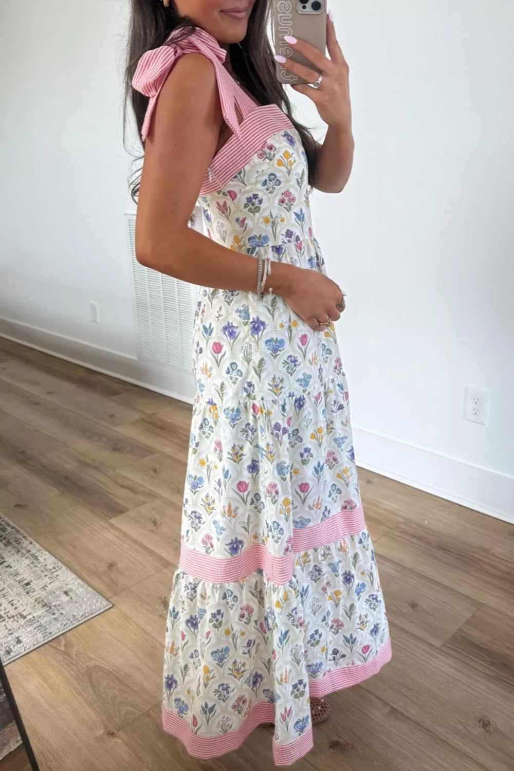 Tiered Floral Tie Shoulder Midi Dress Secondary image