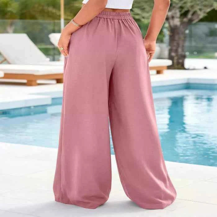 Full Size Plus Size High-Waisted Wide-Leg Pants for Effortless Style-Bottom-Splashis-Splashis