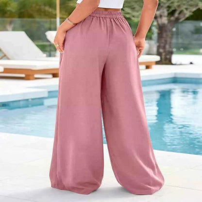 Full Size Plus Size High-Waisted Wide-Leg Pants for Effortless Style-Bottom-Splashis-Splashis
