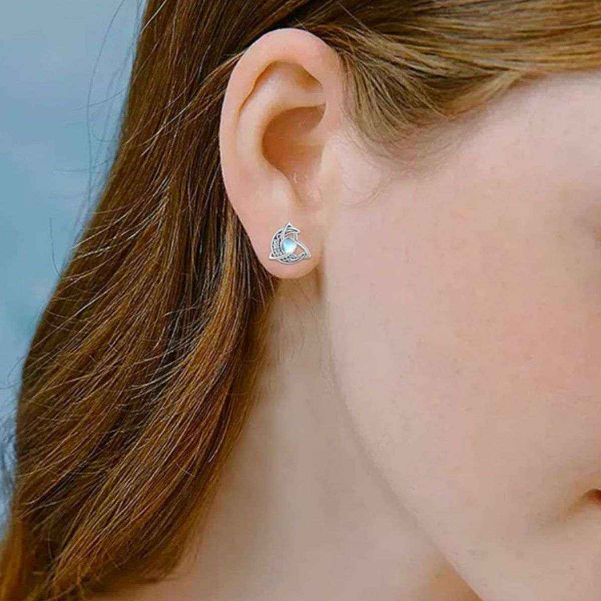 Moonstone stud earrings in 925 sterling silver — additional view 4