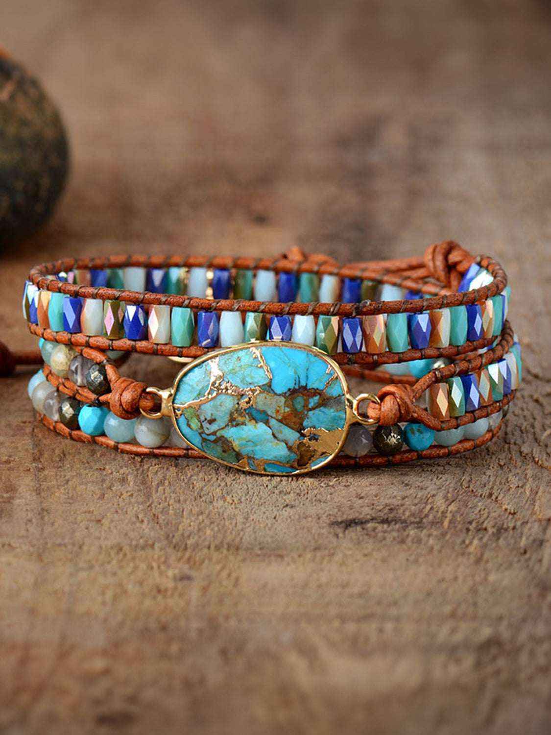 Handmade beaded natural stone bracelet set — additional view 2