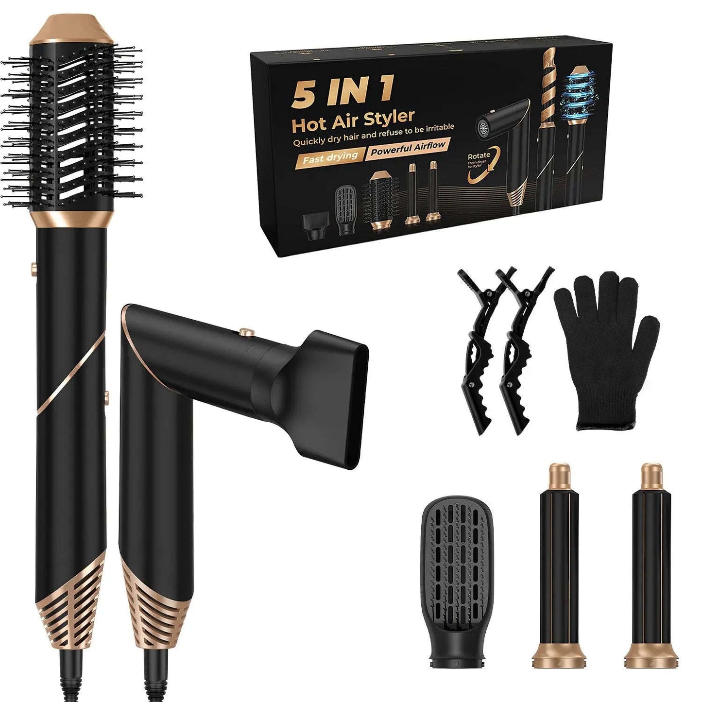 All-in-One Air Styler Splashis 1000w hair dryer 3 temperature settings 360 degree swivel cord 5 in 1 hair styler 6 foot power cable 60000 rpm motor adjustable heat hair dryer adult beginner friendly affordable airwrap affordable luxury beauty