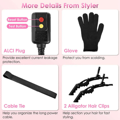 All-in-One Air Styler Splashis 1000w hair dryer 3 temperature settings 360 degree swivel cord 5 in 1 hair styler 6 foot power cable 60000 rpm motor adjustable heat hair dryer adult beginner friendly affordable airwrap affordable luxury beauty