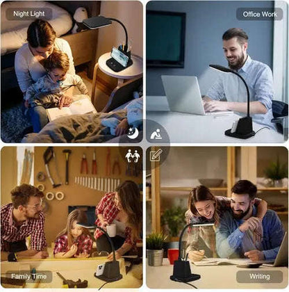 All-in-One LED Lamp & Organizer Splashis 10W wireless charging 3 color modes 4 in 1 lamp adjustable brightness adjustable desk lamp aesthetic ambient lighting anti glare lamp apartment essentials beauty light bedroom decor bedroom lamp bedside